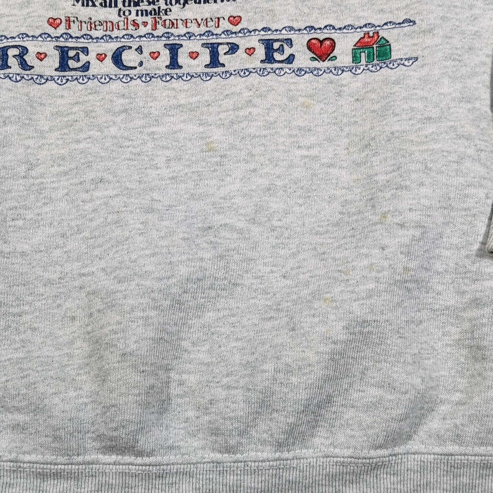 Vintage 90s Sz Large Friendship Recipe Collared Long Sleeve Sweatshirt - Picture 9 of 12